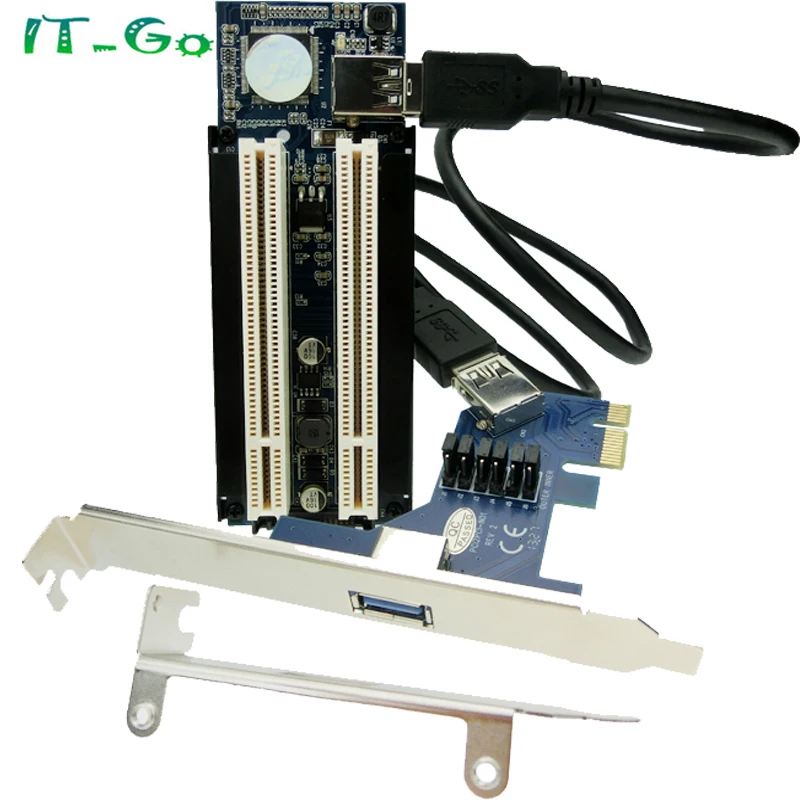 PCIe x1 x4 x8 x16 на двойной PCI Слоты адаптер pci express 2 карты с USB 3 0 удлинитель кабеля