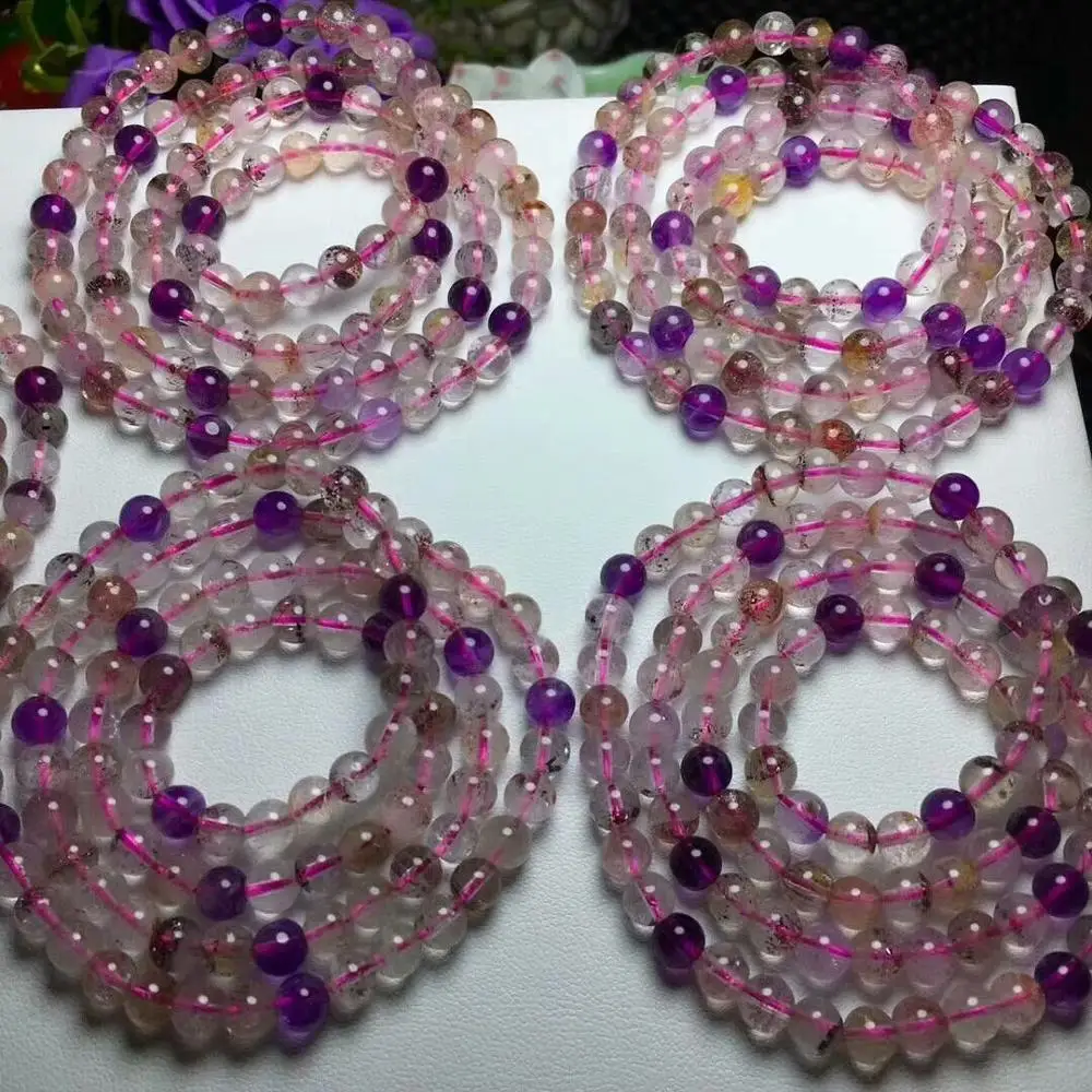 

FREE SHIPPING Natural Super 7 Seven Melody Stone Beads Bracelet 5mm AAA 3rows