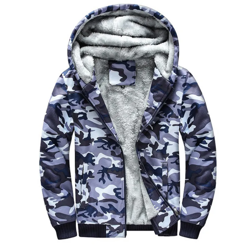 2018 camouflage Super Warm Hoodies Sweatshirts for Men Winter Thick Fleece Men's Jackets Casual Zip up Hoody Adult Coats Top | Мужская