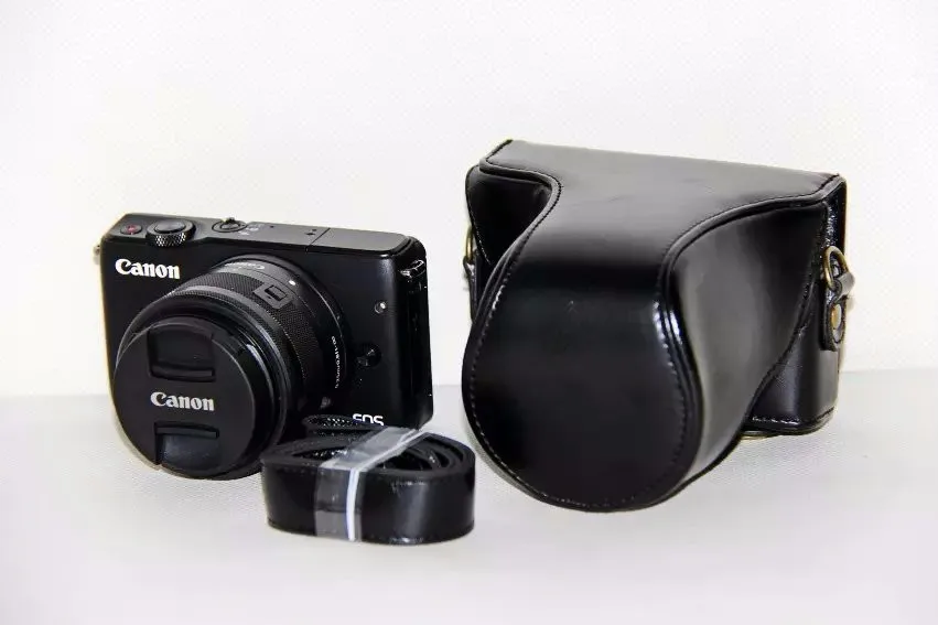 Чехол-сумка из искусственной кожи для видеокамеры Canon EOS M EOS M2 EOSM EOSM2 с ремешком