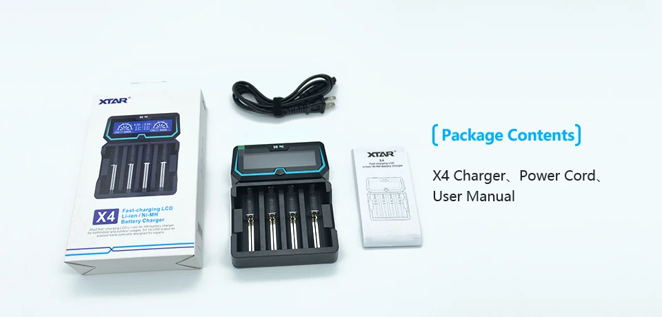 XTAR X4 быструю зарядку ЖК-дисплей относится к 3,6 V/3,7 V Li-Ion 16340/18650 26650 32650 Тип/IMR/INR/ICR, 1,2 никель-металл-гидридный аккумулятор с напряжением/Ni-CD Батарея Зарядное устройство