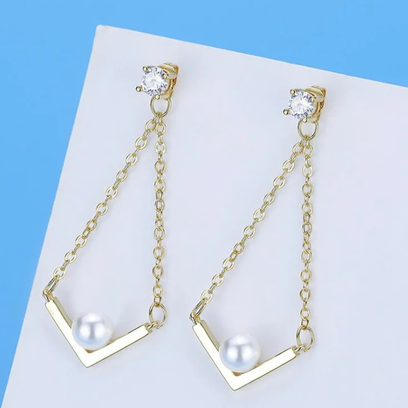 Luomansi Горячая Новая мода Корея серьги для женщин простой медь геометрический V