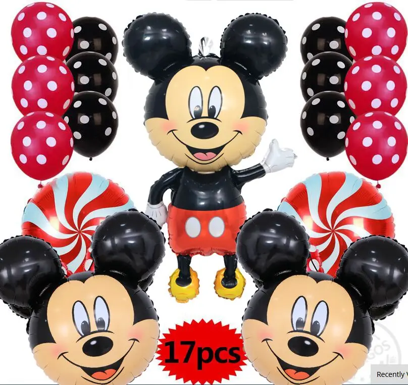 Mickey 17 шт./партия, комбинированные воздушные шары из латексной фольги с Минни и Микки Маусом, Свадебные вечерние Набор детских игрушек на день рождения, вечерние украшения - Цвет: Mickey