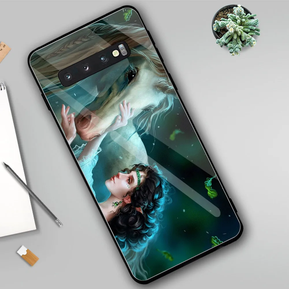 Чехол из закаленного стекла с единорогом для Samsung Note 9 чехол A50 A10 A30 S10 Plus S9