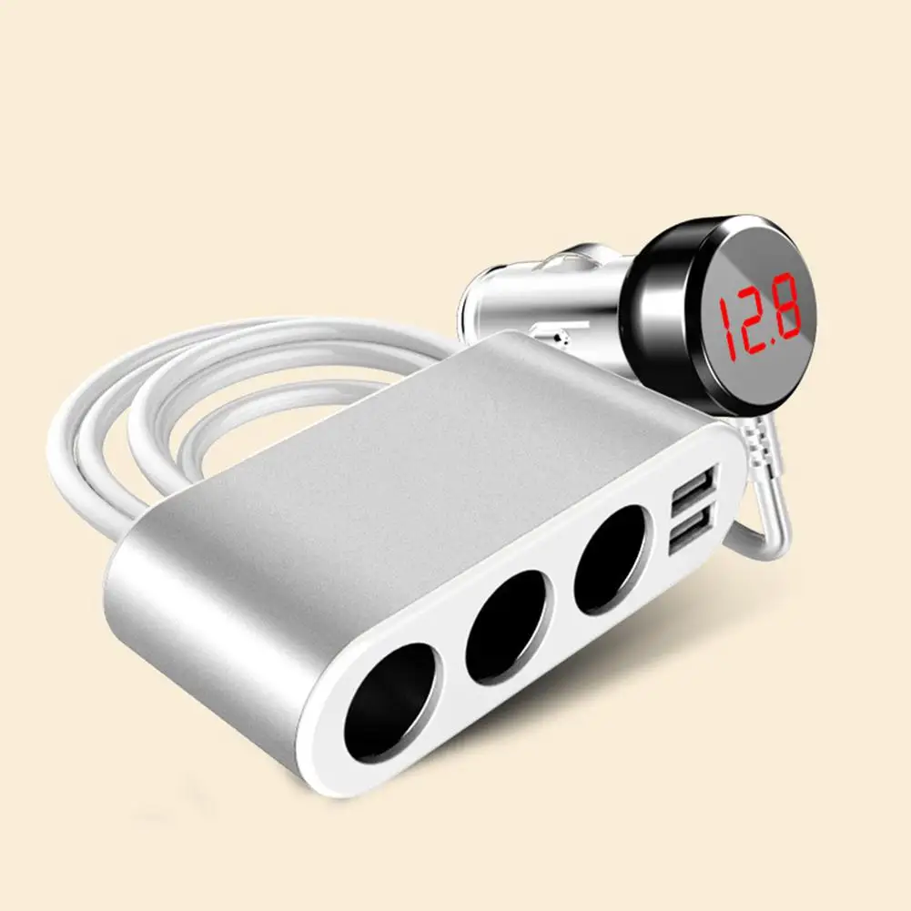 metal silver 12 В 24 В 3.1A 3в1 розетка для автомобильного прикуривателя сплиттер штекер конвертер двойной USB зарядное устройство розетка адаптер Напряжение монитор - Название цвета: metal silver