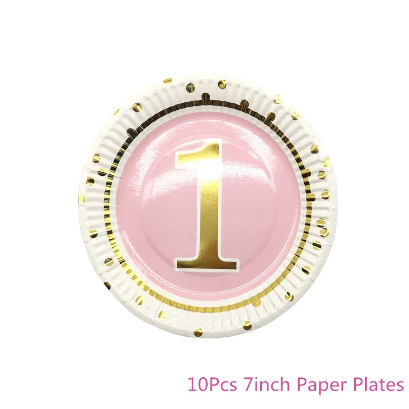 Chicinlife 10 шт. 7 дюймов бумажные тарелки с днем рождения Baby Shower Boy 1st День Свадьба