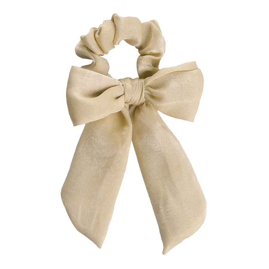 Satin Khaki Haimeikang милые бархатные резинки для волос с бантом для девочек, эластичные резинки для волос для женщин, галстуки-бабочки, держатель для конского хвоста, аксессуары - Цвет: Satin Khaki