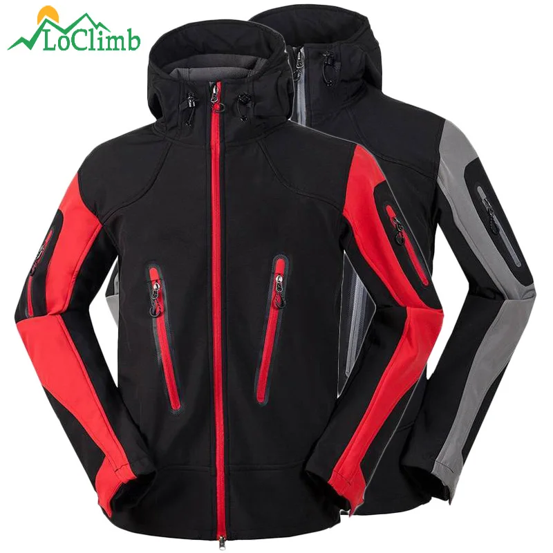 Мужская лыжная куртка LoClimb водонепроницаемая флисовая для походов и альпинизма
