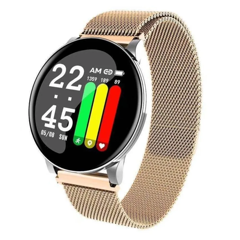 Умные часы W8 с Bluetooth, водонепроницаемые, пульсометр, 2.5D стекло, круглый экран, 1,3 дюйма, фитнес-трекер, погода, умный Браслет pk V11