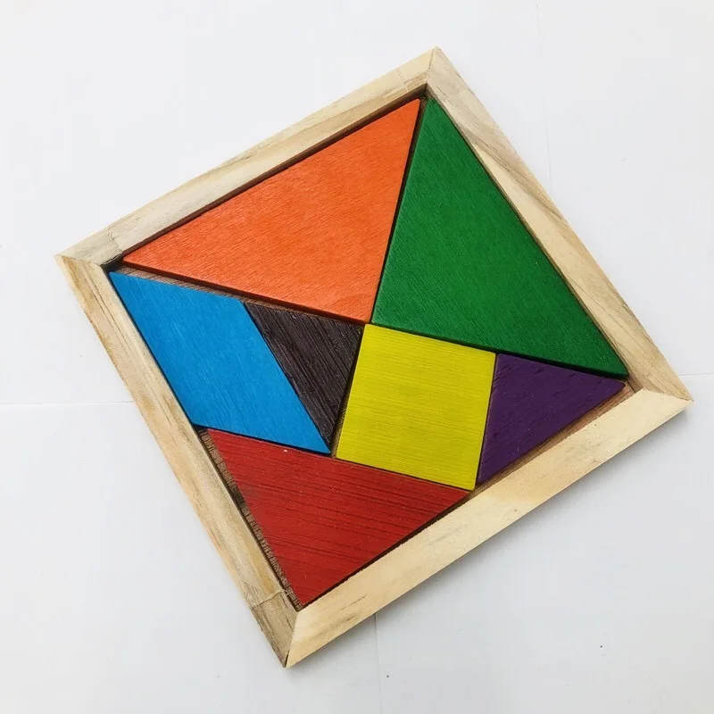 same with picture Красочные деревянные Tangram головоломки игрушки тетрис игра дошкольного волшебства интеллектуальная развивающая детская игрушка GYH - Цвет: same with picture
