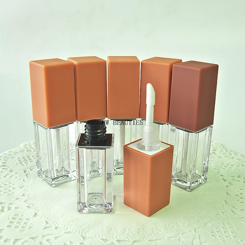 

200Pcs/Lot 5ml Empty Lip Gloss Tube, High-end Elegant Reddish Brown Liquid Lipstick Refillable Tube Refillable Bottle