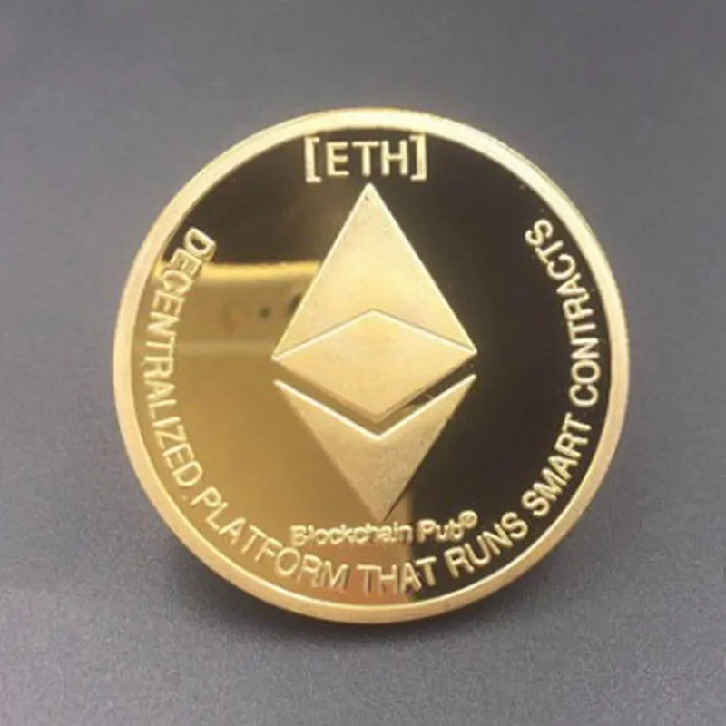 1 шт. монета эфириума Интернет тема ETH ripple покрытая 24 каратным золотом 40 мм