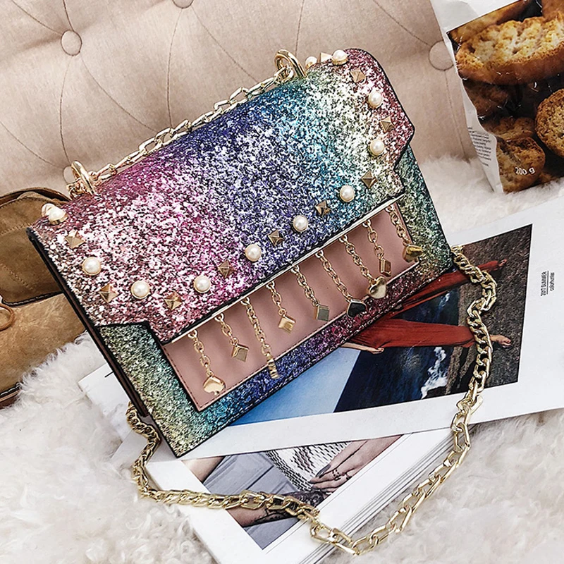 DORANMI блестящая откидная часть с кисточкой сумки для женщин 2019 Роскошные