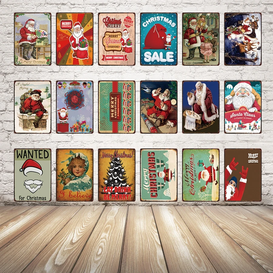 

[ Kelly66 ] Merry Christmas New Metal Sign Tin Poster Home Decor Bar Wall Art Painting 20*30 CM Size y-1967