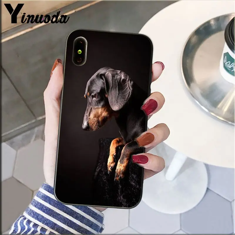 Yinuoda такса силуэт ТПУ чехол для телефона с изображением на задней панели Apple iPhone 8 7