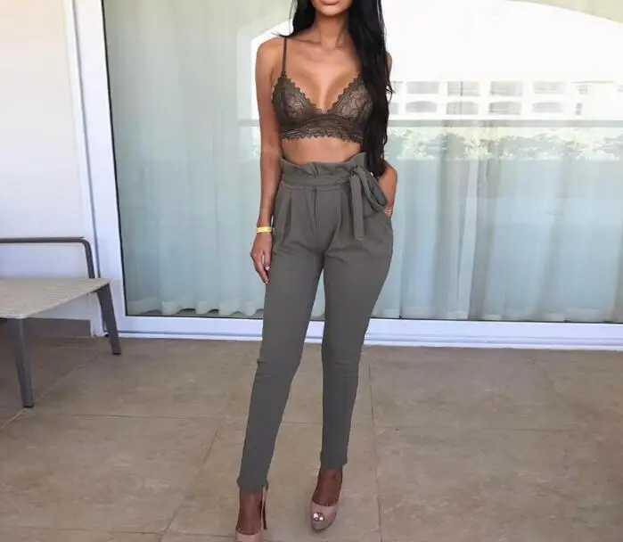 2018 весенне-летние модные брюки для женщин повседневные с высокой эластичной