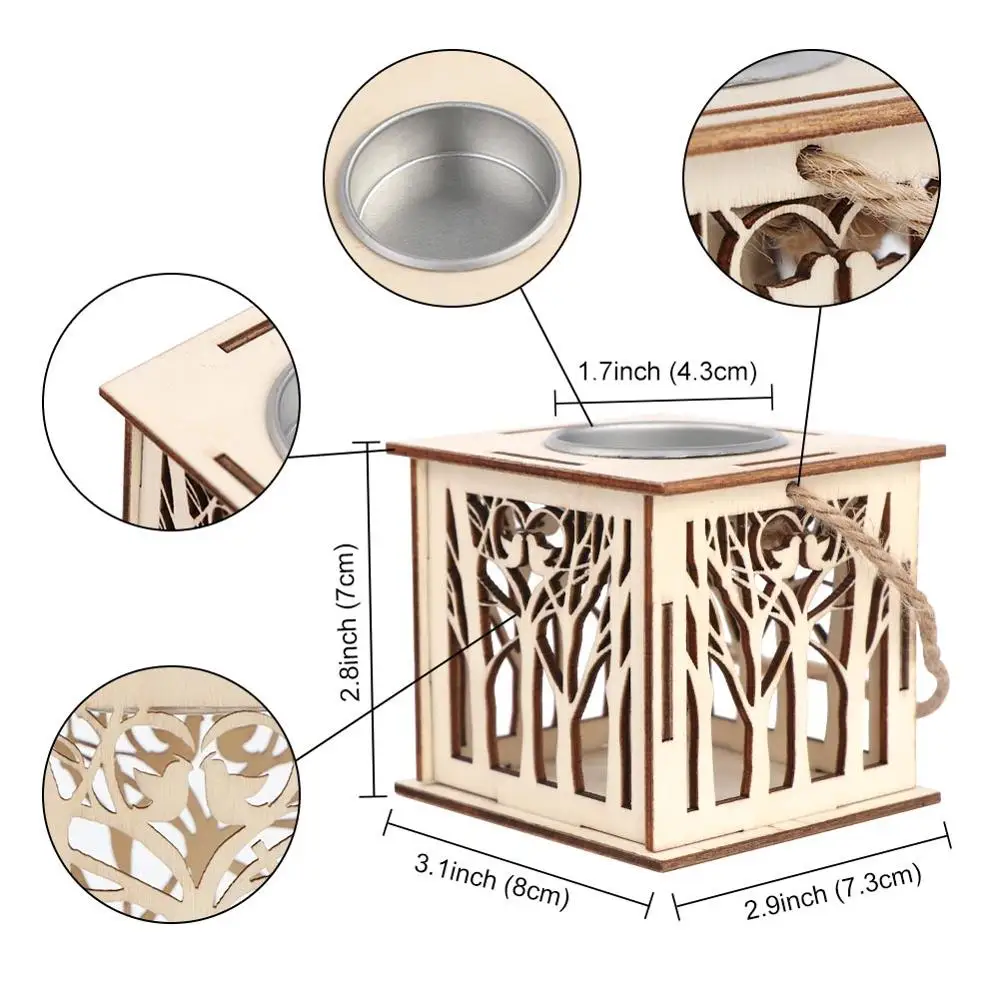 Small Candle Holder OurWarm деревянная Свадебная декорация шоколадная подставка деревянная коробка для свадебных колец коробка для свадебных карточек винтажный декор для свадебных подарков - Цвет: Small Candle Holder