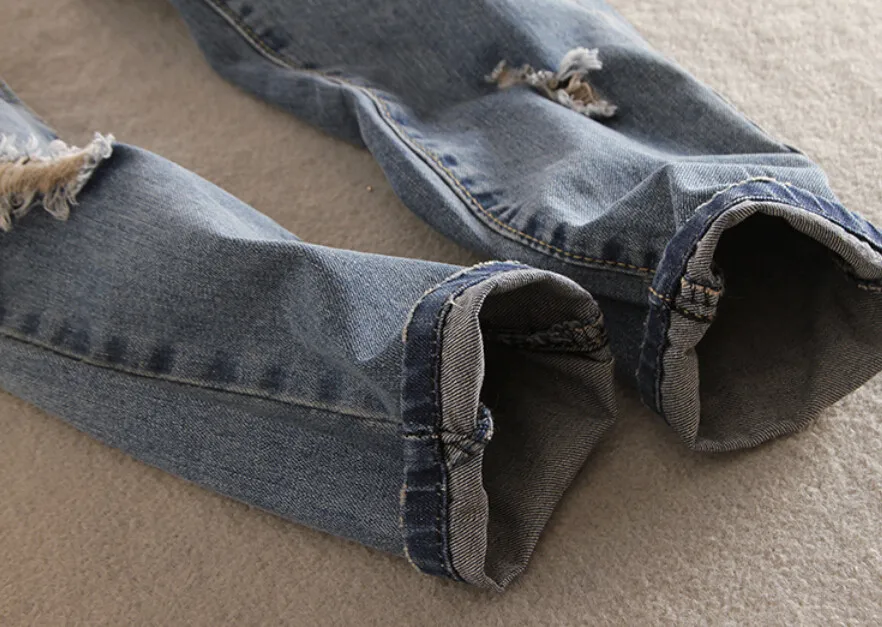 Женские рваные джинсы шаровары повседневные с заплатками модель G376 2019|new women