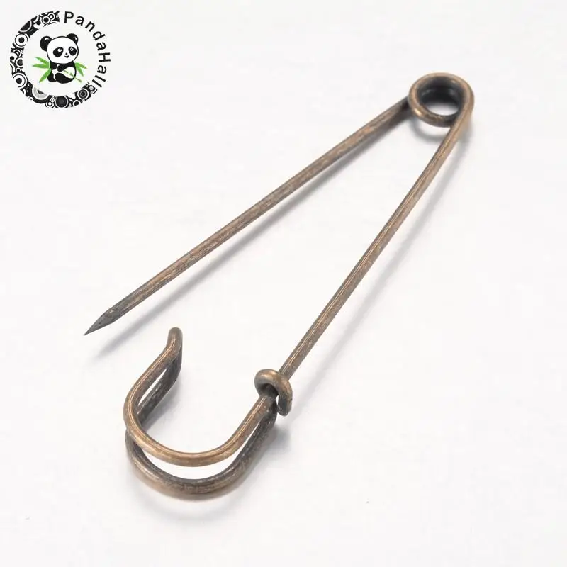 

100pcs Iron Kilt Pins Brooch Findings for Jewelry Making DIY Antique Bronze, 70mm long, 18mm wide, 6mm thick, hole: about 6mm