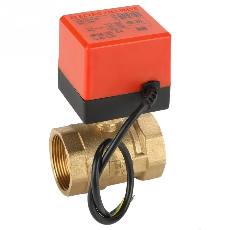 DC 24V DN40 2 Way 3 провода латунный моторизованный шаровой клапан электрический G1 1/2