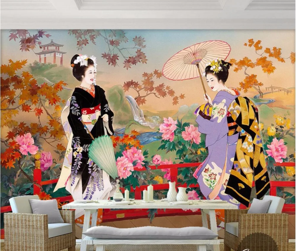 

Custom mural photo 3d wall paper Flowers among Japan's beautiful belle decor painting 3d wall murals wallpaper for wall 3 d