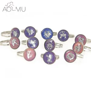 AOMU 10 шт цветные бусины из акриловой смолы, кольца для детей, детские праздничные ювелирные аксессуары, подарок на день рождения, размер 13-15 мм, 15-16 мм
