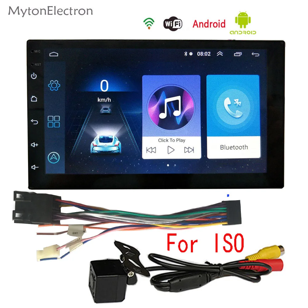 With ISO and Cam 2Din Android стерео Bluetooth gps навигация wifi стерео видео 7 дюймов авто кран ПК настольный Универсальный Автомобильный мультимедийный плеер - Цвет: With ISO and Cam