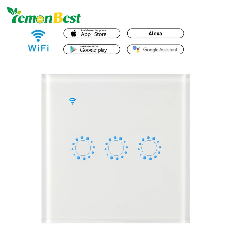 Wi Fi Сенсорный настенный выключатель света Панель 1/2/3 Gang беспроводной умный