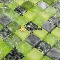 mini mixed green glass mixed gray stone kitchen backsplash bathroom shower tiles fireplace mosaic HMB1241