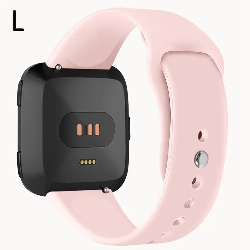 Pink Мягкие силиконовые Замена спортивные часы-браслет ремешок для Fitbit Versa Lite Edition браслет 15 цветов S L Размер - Цвет: Pink