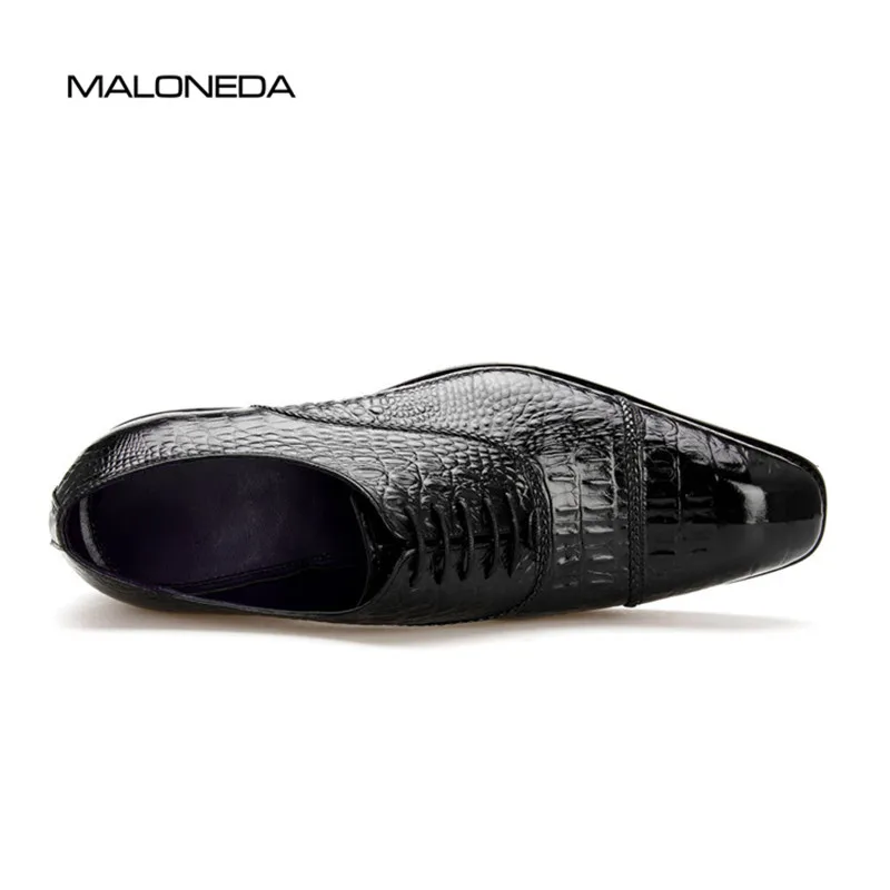 MALONEDA/модные мужские оксфорды из телячьей кожи с крокодиловым узором официальная