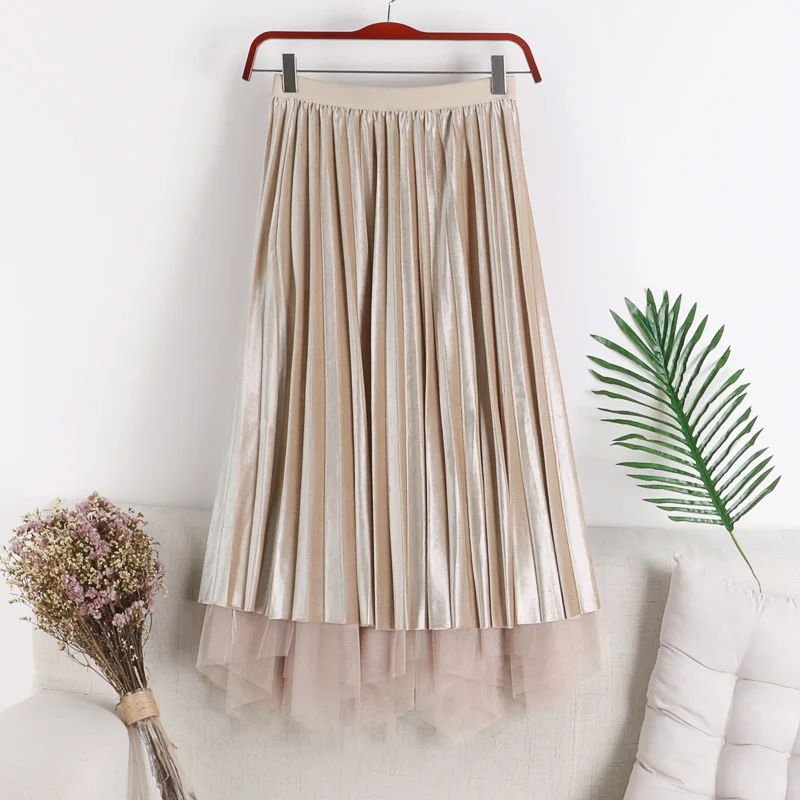 Плиссированные юбки хорошего качества с высокой талией плиссированные обеих