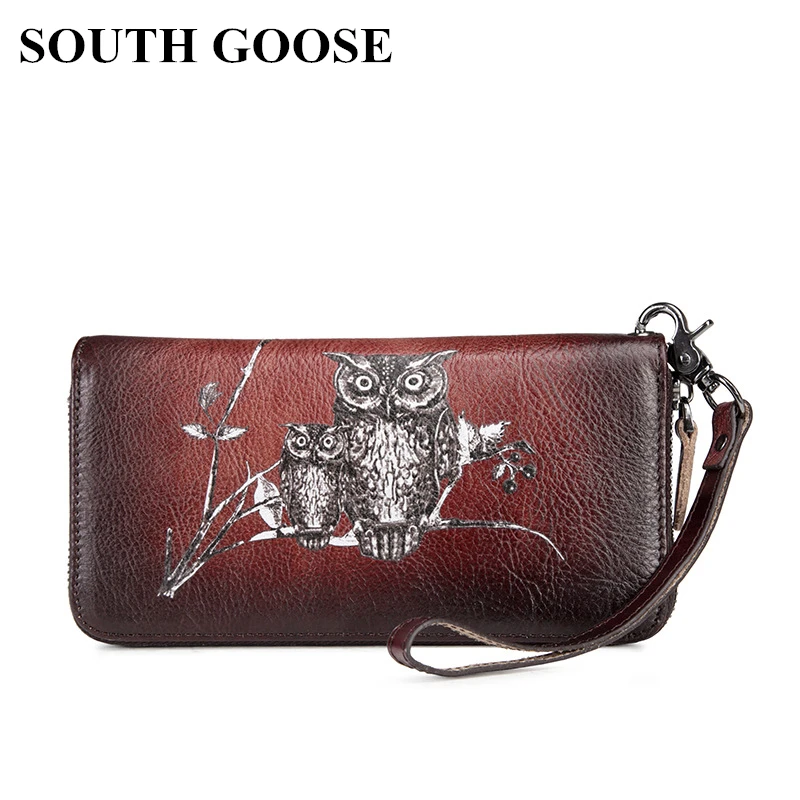 Женские Длинные кошельки из натуральной кожи с принтом животных|Женские