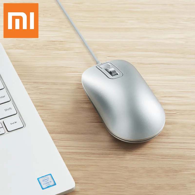 Xiaomi новая Идентификация отпечатков пальцев мышь USB интерфейс для Windows10, 8,1 поверхность ноутбука Настольный компьютер офисная проводная мышь - Цвет: Silver