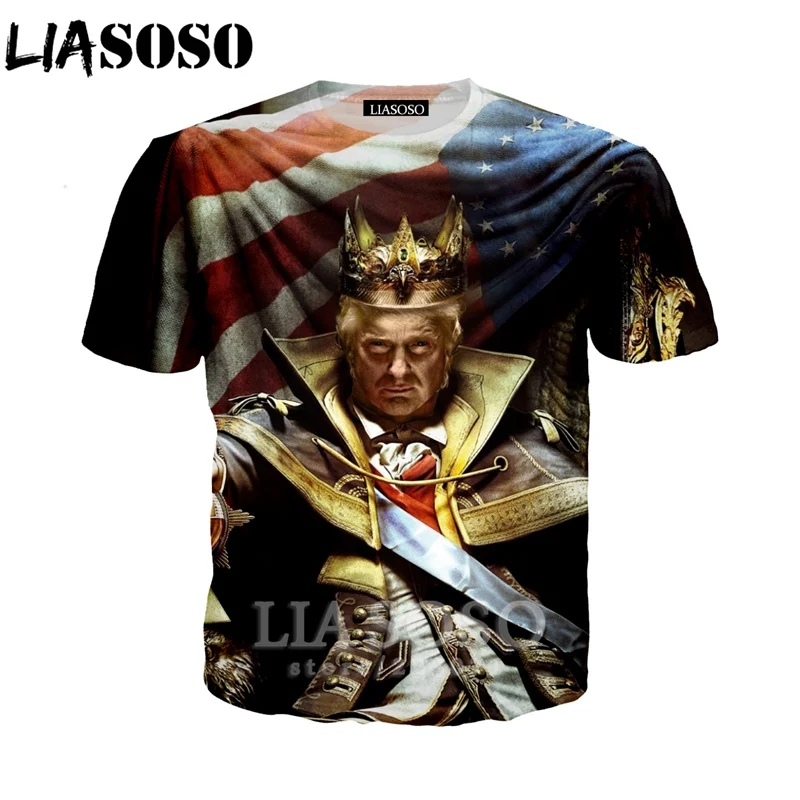 LIASOSO летняя Новинка для мужчин и женщин с 3D принтом знаменитостей Дональд Трамп