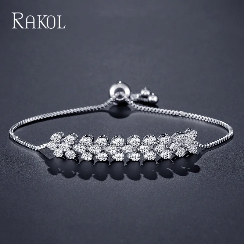 RAKOL Fshion регулируемые браслеты для женщин Pulseras Mujer Хрустальный Браслет