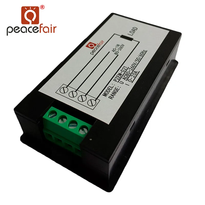 Peacefair AC Цифровой Амперметр Вольтметр однофазный на рост от 80 до 260V 20A 4in1 Напряжение ток Вт энергии метр