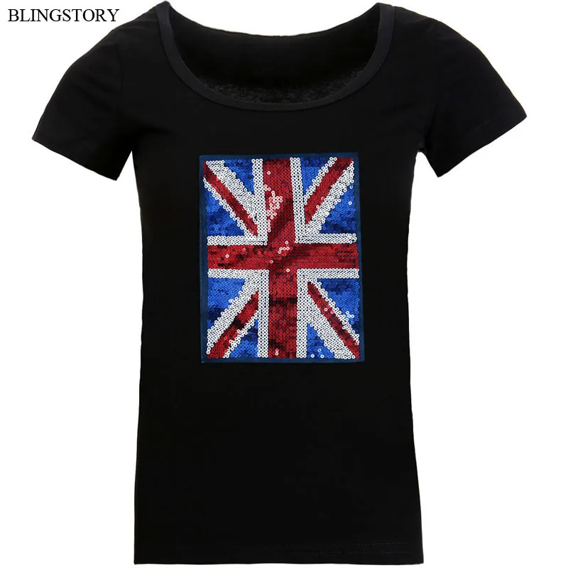 Женская футболка с короткими рукавами и блестками BLINGSTORY летняя повседневная