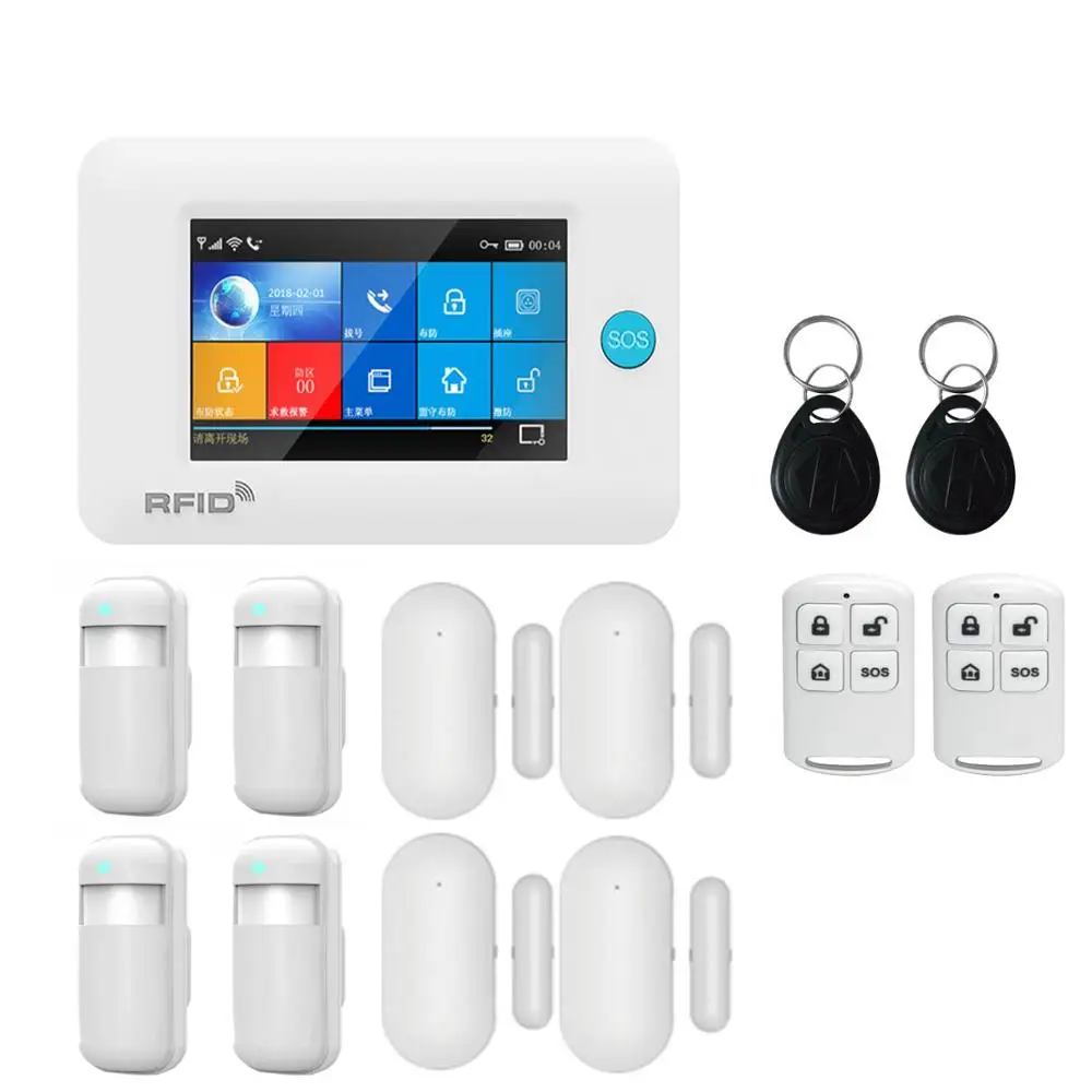 kit 7 Беспроводная WiFi 3g GSM GPRS интеллектуальная домашняя сигнализация 4,3 дюймов сенсорный экран приложение дистанционное управление для умного дома монитор безопасности - Цвет: kit 7