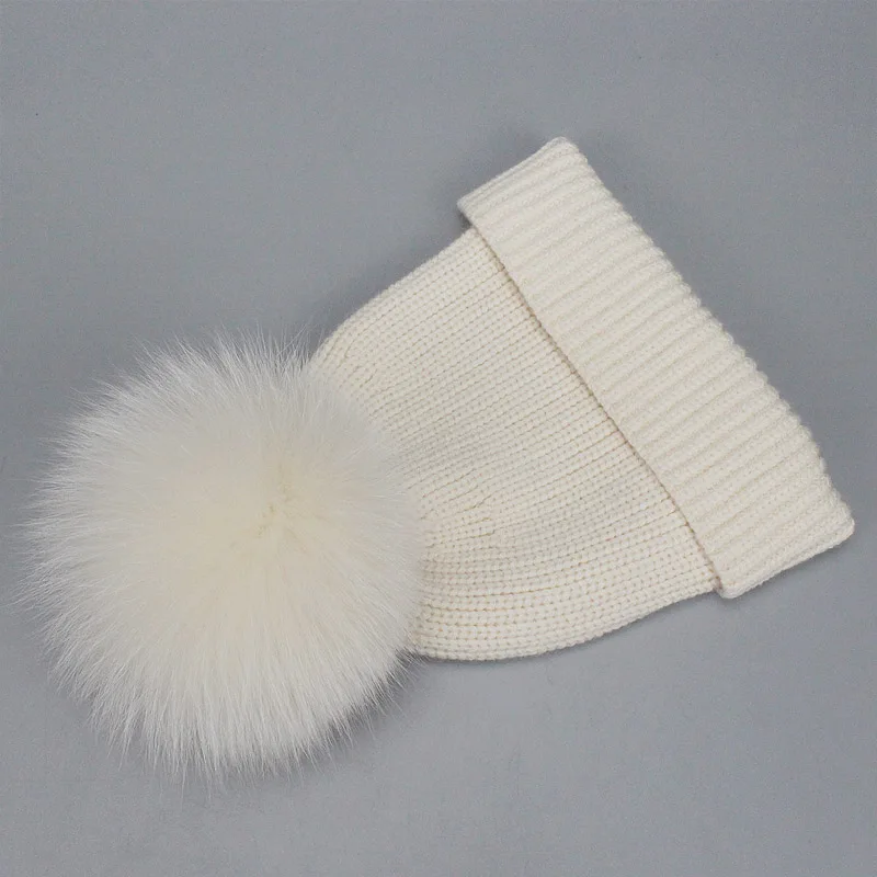 Beige hat Женская вязаная шапка с меховым помпоном для девочек, шапка с меховым помпоном, шарф, Вязаная Шерстяная мягкая однотонная шапка красного и черного цвета на осень и зиму - Цвет: Beige hat
