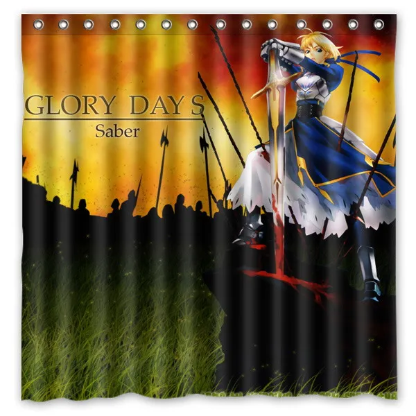 Занавеска для душа Fate Stay night водонепроницаемая с защитой от плесени из полиэстера