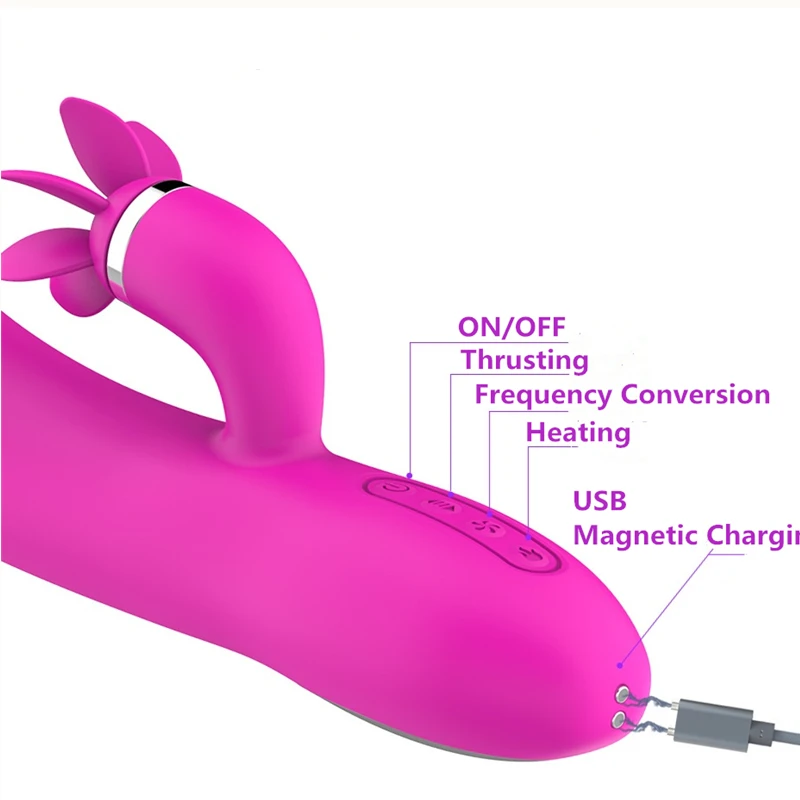 Фаллоимитатор с подогревом телескопический вибратор вращением лизание языка