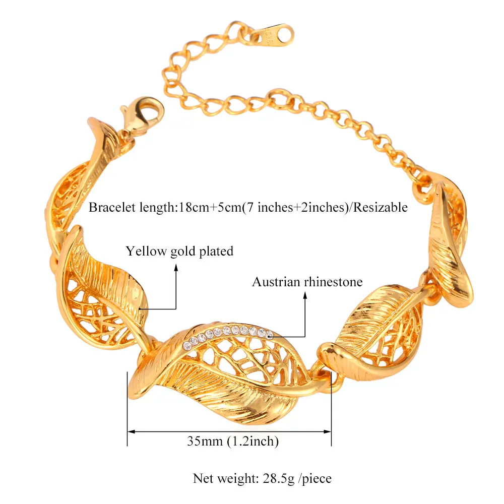 Новый товар желтое золото цвет милые браслеты и прозрачные листья для девочек