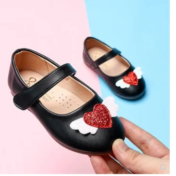 

NEW Baby Kids Shoes for Girls Princess Wing Red Heart Shoes Baby Girls PU Leather Shoes Children Kids Soft Bottom Flats J87