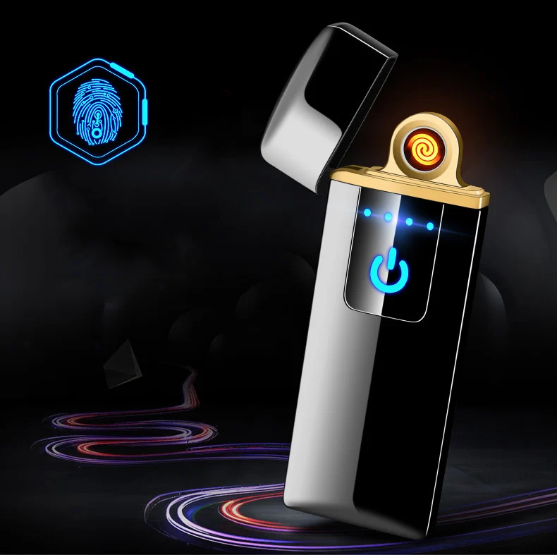 Фото USB зарядка Электронная зажигалка тонкая мини-зажигалка LED сенсорный сенсор USB зарядка Электронная зажигалка тонкая мини-зажигалка LED сенсорный сенсор