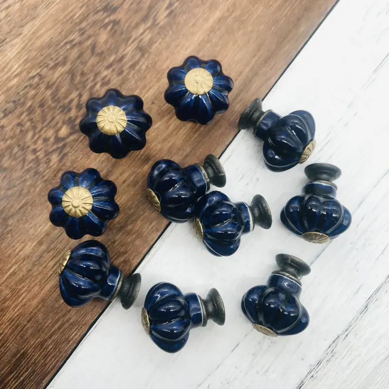 10 шт. крутые синие ручки для шкафа Милая Тыква детская ручка мебели дверная