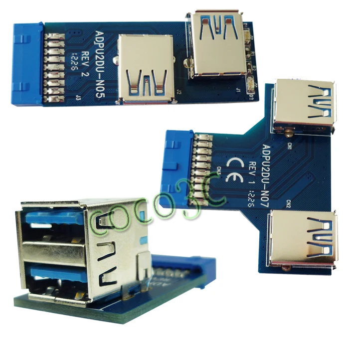 

USB 3.0 Hub 19pin USB 3.0 header to Dual USB3.0 A Female Port Converter Card USB3.0 Adapter