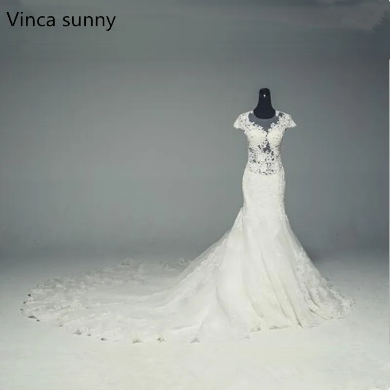 

Женское кружевное свадебное платье Vinca sunny Mermaid, прозрачное свадебное платье, 2021