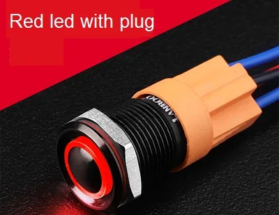red with socket 12 мм черный металлический кнопочный переключатель самоблокирующийся мгновенный водонепроницаемый кнопочный переключатель 220 В Зеленый кнопочный переключатель с подсветкой - Цвет: red with socket