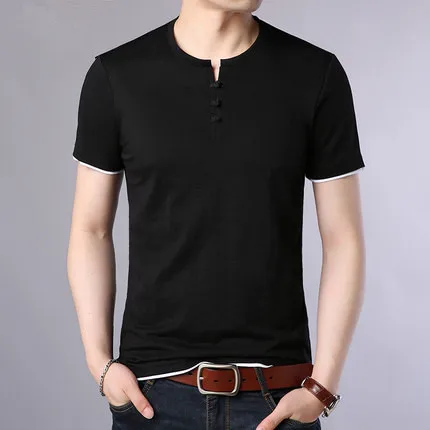 KMETRAM 2020 модная летняя повседневная одежда эластичная Мужская футболка с круглым